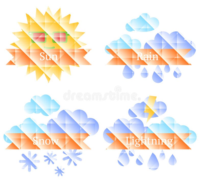 Achtergrond met zon, wolken, regenboog en regen royalty-vrije illustratie Achtergrond met zon, wolken, regenboog en regen royalty-vrije illustratie