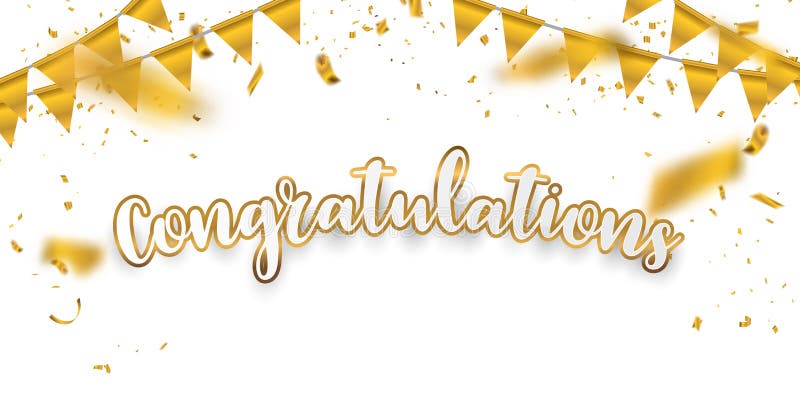 Achtergrond van de gelukwensen de Gouden viering met confettien vector illustratie Achtergrond van de gelukwensen de Gouden viering met confettien vector illustratie