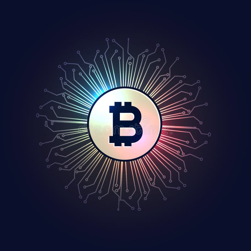 Achtergrond van de de technologiestijl van de Bitcoins de digitale munt vector illustratie Achtergrond van de de technologiestijl van de Bitcoins de digitale munt vector illustratie