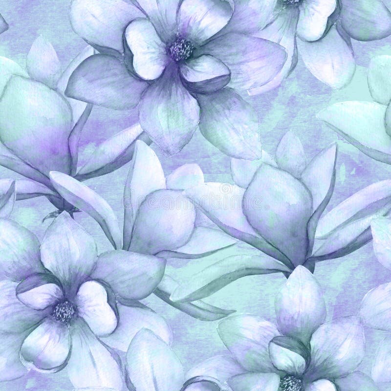 Achtergrond van het de bloemen naadloze patroon van de waterverf de mooie magnolia De elegante botanische illustratie van de Wate royalty-vrije illustratie Achtergrond van het de bloemen naadloze patroon van de waterverf de mooie magnolia De elegante botanische illustratie van de Wate royalty-vrije illustratie