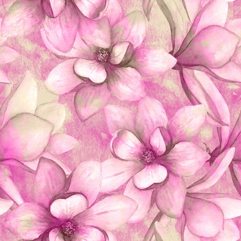 Achtergrond van het de bloemen naadloze patroon van de waterverf de mooie magnolia De elegante botanische illustratie van de Wate stock illustratie Achtergrond van het de bloemen naadloze patroon van de waterverf de mooie magnolia De elegante botanische illustratie van de Wate stock illustratie