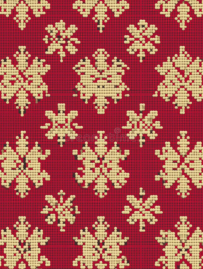 background of Pixelated Sweater texture. A digital knit pattern that looks like a cozy sweater, with pixelated snowflakes on a red background. High quality photo AI generated. background of Pixelated Sweater texture. A digital knit pattern that looks like a cozy sweater, with pixelated snowflakes on a red background. High quality photo AI generated