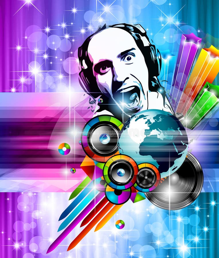 Achtergrond voor gebeurtenis van de muziek de internationale disco vector illustratie Achtergrond voor gebeurtenis van de muziek de internationale disco vector illustratie