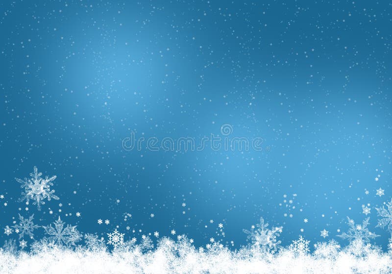 Achtergrondblauw sneeuw Kerstsneeuwval met ontdooide vlokken Winterconcept met vallende sneeuw Vakantievorm en wit