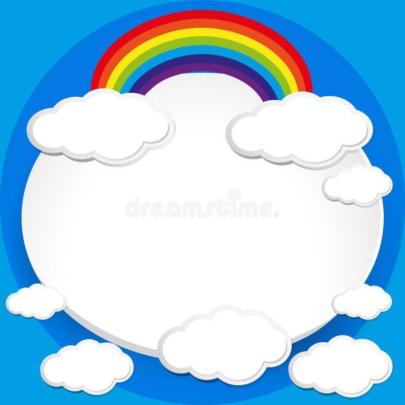 Achtergrondontwerp met regenboog in blauwe hemel royalty-vrije illustratie Achtergrondontwerp met regenboog in blauwe hemel royalty-vrije illustratie