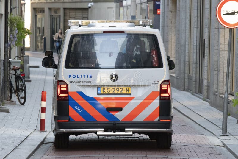 Backside Police Car At Amsterdam The Netherlands 4-5-2020. Backside Police Car At Amsterdam The Netherlands 4-5-2020.