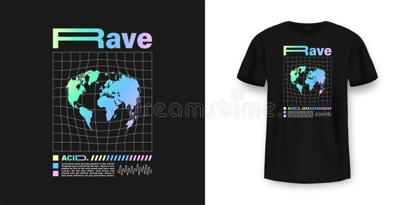 Acid Rave T-shirt Design. Psychedelic T-shirt Mockup with