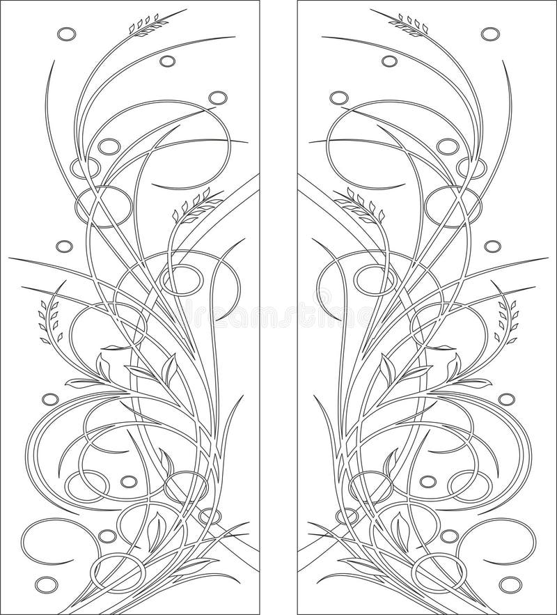 Sandblasting Etching Glass Floral Design Pattern Vectors Stock Vector