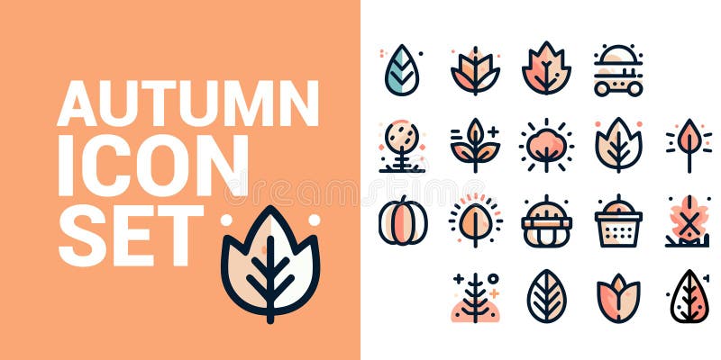 Acogedor conjunto de iconos de otoño para proyectos estacionales ilustración del vector
