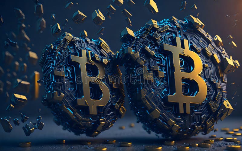 Acoperire împotriva monedelor metalice a criptomonedelor digitale de tip bitcoin împotriva riscurilor împotriva monedelor metalice stock illustration