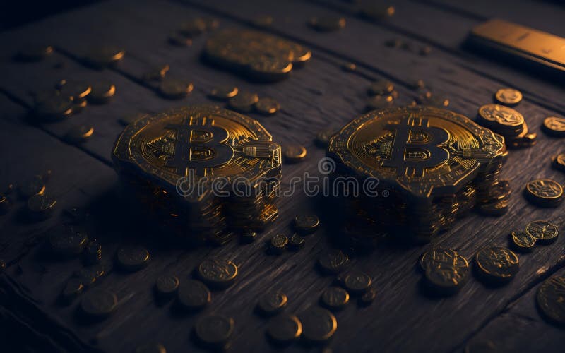 Acoperire împotriva monedelor metalice a criptomonedelor digitale de tip bitcoin împotriva riscurilor împotriva monedelor metalice vector illustration