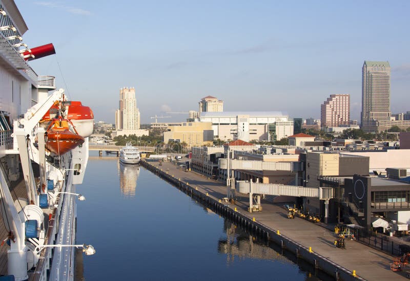 The cruise liner docking in Tampa city port (Florida). The cruise liner docking in Tampa city port (Florida).