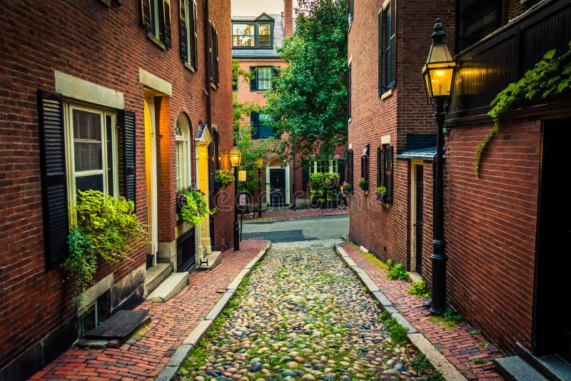 Beautiful houses in Beacon Hill, Boston, Massachusetts Stock Photo