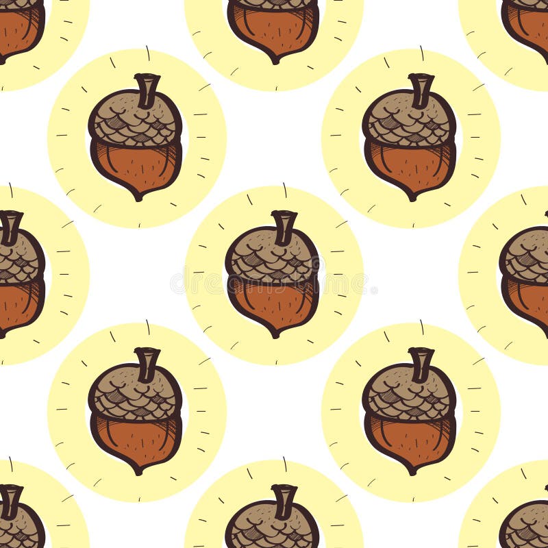 Acorns seamless pattern on a white background vector illustration
