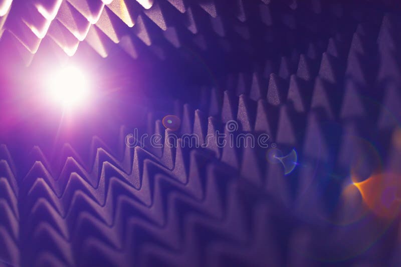 Acoustic foam pyramid abstract background with glow light