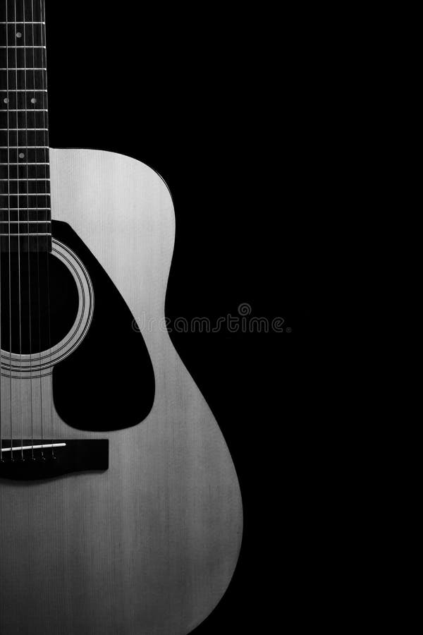 Acoustic Guitar On Black Background Stock Photo - Image of instrument ...