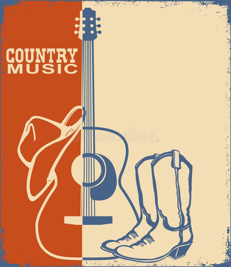 Country music with acoustic guitar and american Vector Image