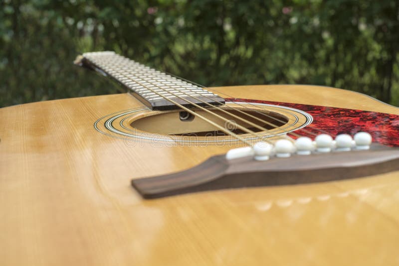 Acoustic guitar details stock photo. Image of rosette 59411498