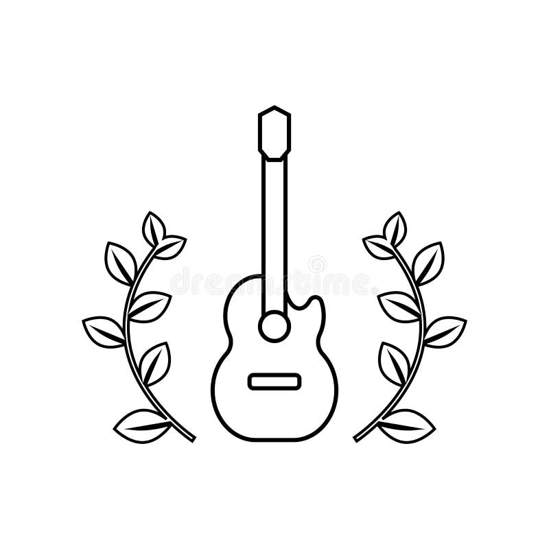 Acoustic guitar with floral frame stock illustration Acoustic guitar with floral frame stock illustration