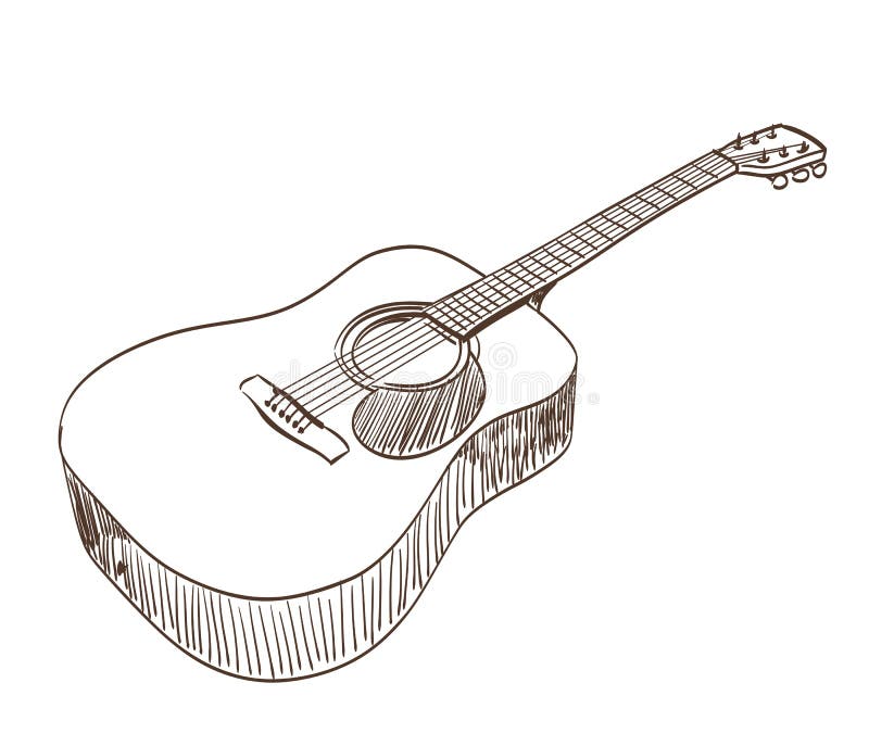 Line Art Guitar : Acoustic guitar stock vector illustration of sound