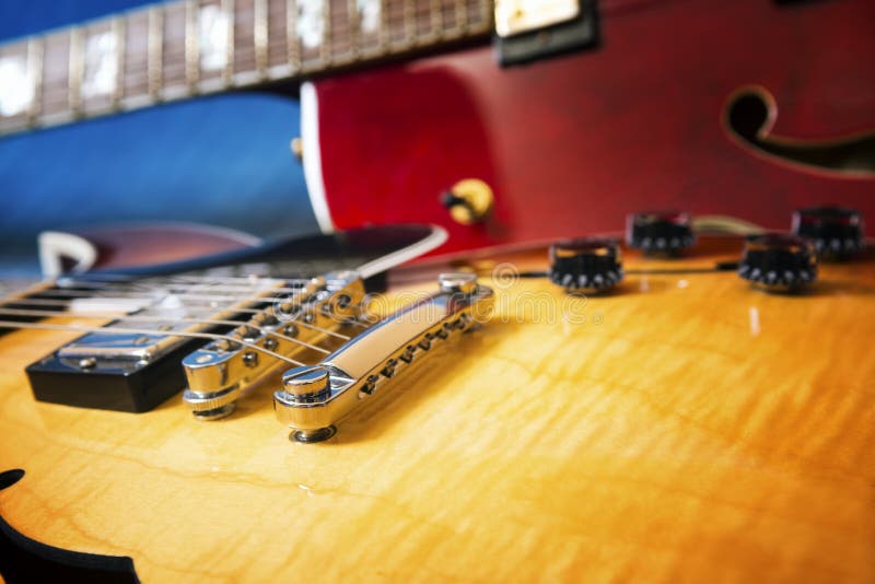 Acoustic Guitars In Blue Background Stock Image Image of sound, blues