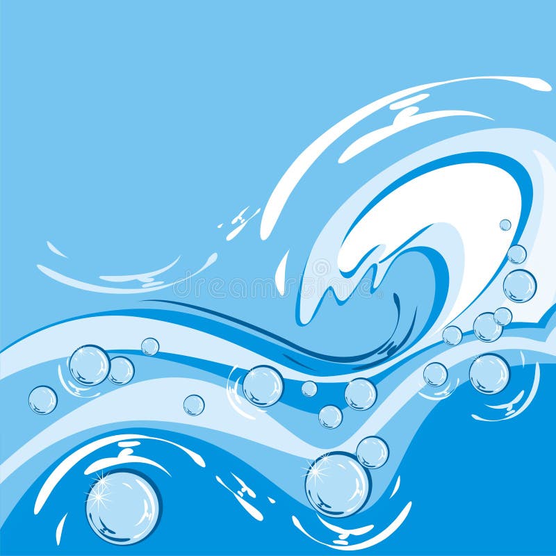 Vector illustration of pure, transparent water, with drops and bubbles. Vector illustration of pure, transparent water, with drops and bubbles.