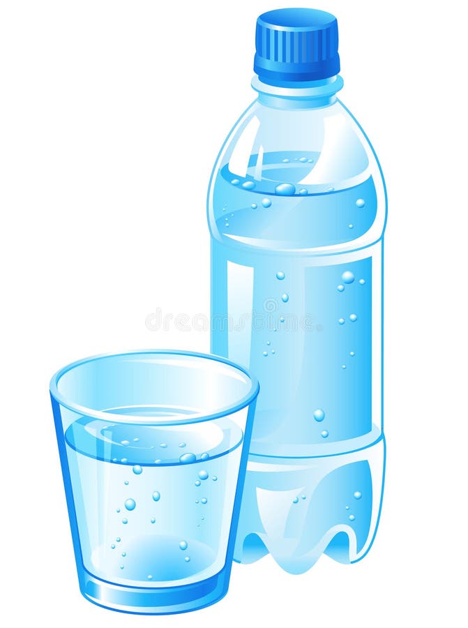 Vector bottle and glass filled with pure water. Vector bottle and glass filled with pure water