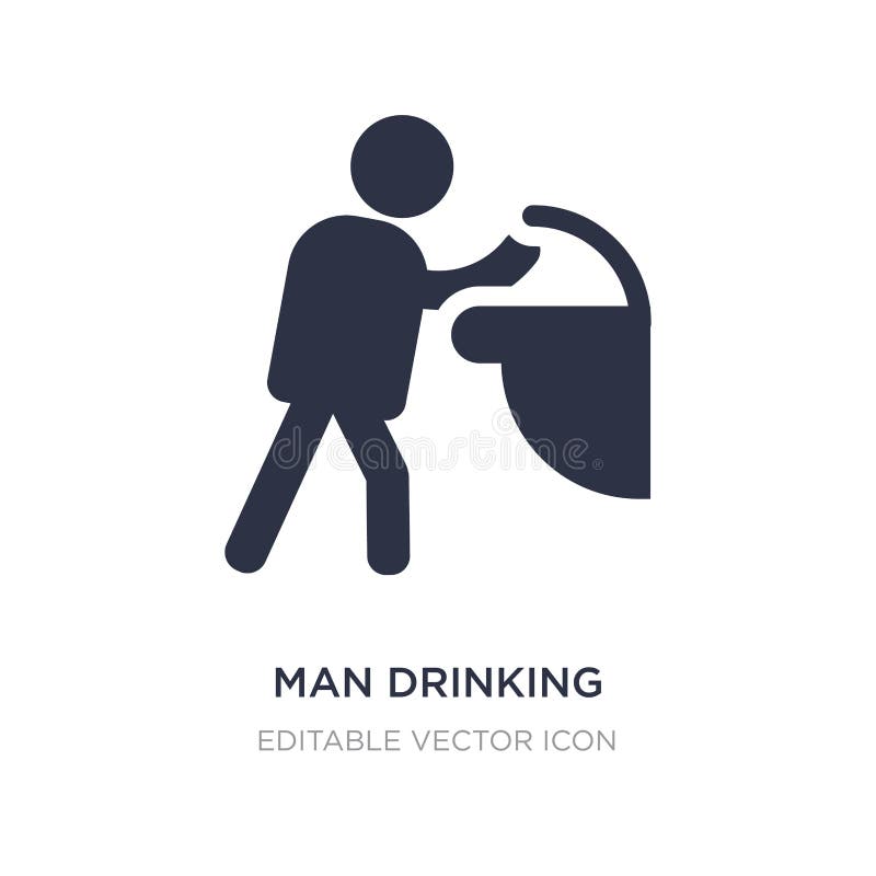 Acqua potabile dell'uomo nell'icona del luogo pubblico su fondo bianco Illustrazione semplice dell'elemento dal concetto della ge royalty illustrazione gratis