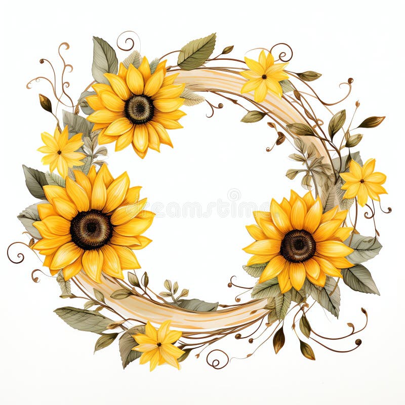 Acquavite girasole giallo corone cotone cotone stile floral tea party royalty illustrazione gratis
