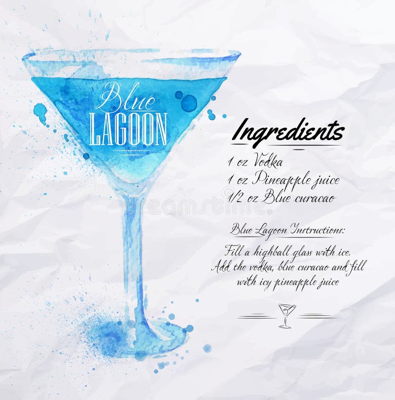 Acquerello blu dei cocktail della laguna