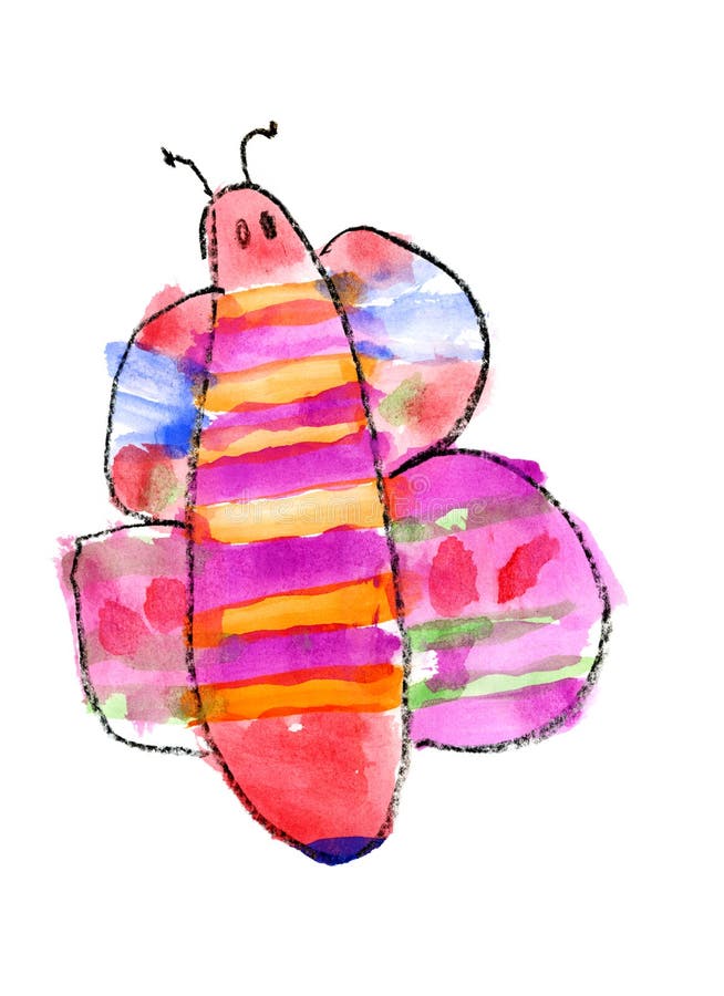 Childlike drawing of butterfly illustration. Childlike drawing of butterfly illustration.