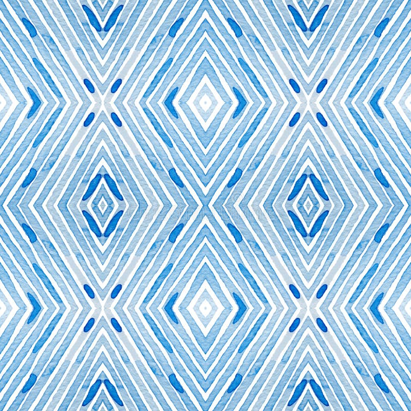 Acquerello geometrico blu Modello senza cuciture curioso Bande disegnate a mano Struttura della spazzola Chevr adorabile royalty illustrazione gratis Acquerello geometrico blu Modello senza cuciture curioso Bande disegnate a mano Struttura della spazzola Chevr adorabile royalty illustrazione gratis