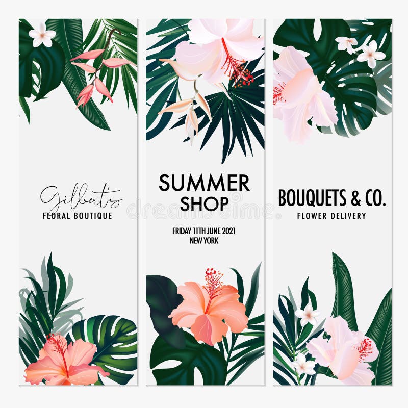Acquerello hibiscus tropicale jungla verticale cartolina di invito a presentare matrimonio estivo boutique boutique illustrazione