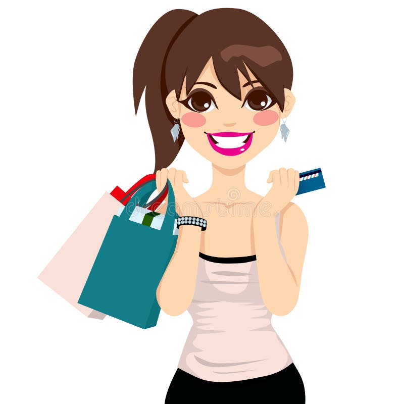 Acquisto della ragazza dell'adolescente illustrazione di stock Acquisto della ragazza dell'adolescente illustrazione di stock
