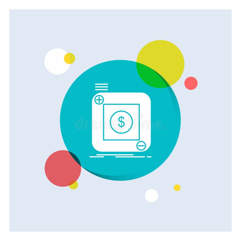 acquisto, deposito, app, applicazione, fondo variopinto del cerchio dell'icona bianca mobile di glifo illustrazione di stock acquisto, deposito, app, applicazione, fondo variopinto del cerchio dell'icona bianca mobile di glifo illustrazione di stock