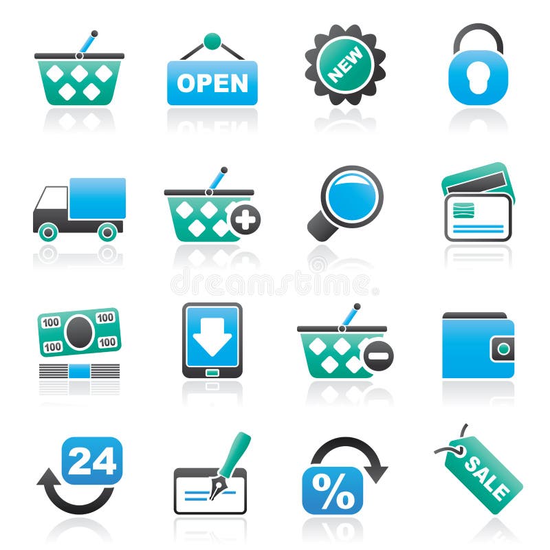 Acquisto ed icone al minuto royalty illustrazione gratis