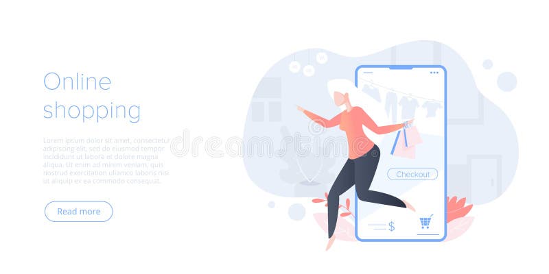 Acquisto online o illustrazione piana di vettore di commercio elettronico Concetto di procedura di checkout del deposito di Inter illustrazione di stock Acquisto online o illustrazione piana di vettore di commercio elettronico Concetto di procedura di checkout del deposito di Inter illustrazione di stock