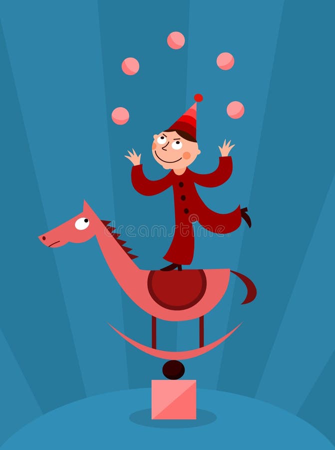 Acrobat juggling with balls vector illustration