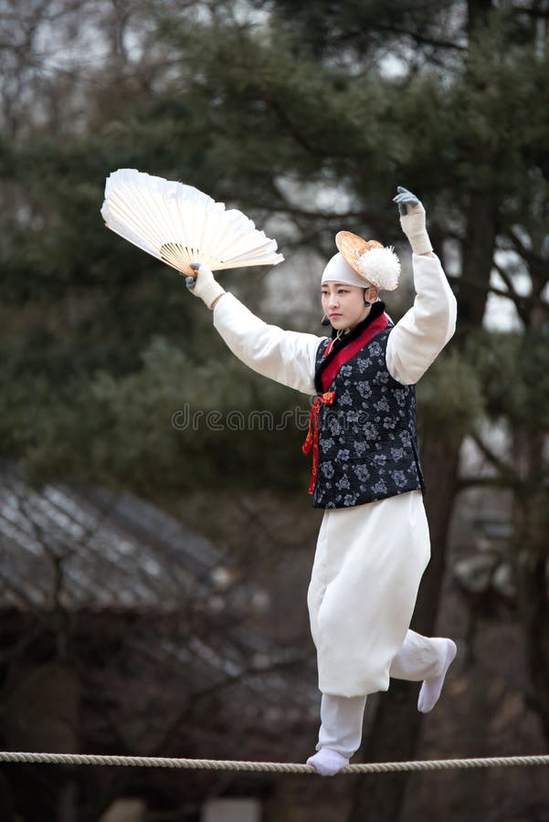 Acrobatics on a Tightrope walking at Korean Folk Village