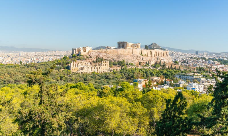 Acropolis Hill View in Athene, Griekenland stock foto's Acropolis Hill View in Athene, Griekenland stock foto's