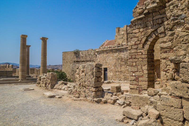 Acropolis of Lindos archeological site at Rhodes Island Greece