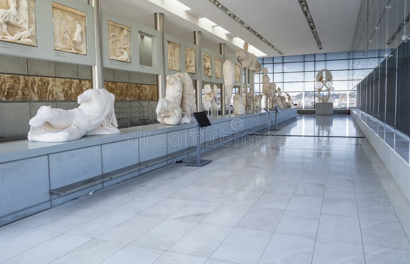 The Acropolis Museum Displaying Various Original Marble Statues and