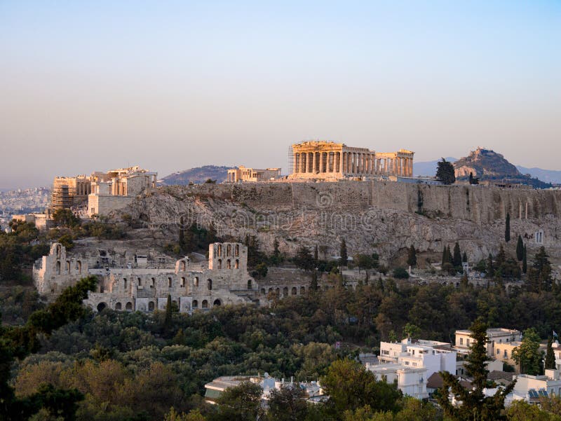 The Acropolis and the Parthenon Seen from Philopappos Hill in Athens ...