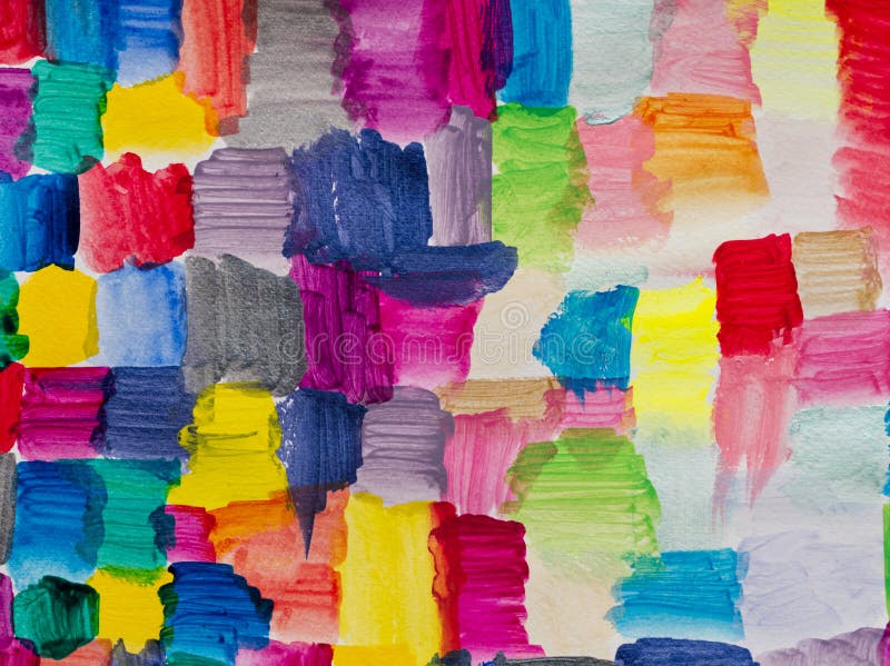 Acrylic Abstract Painting with Multi Coloured Blocks Stock Illustration