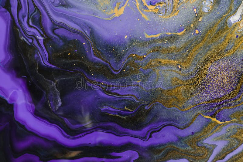 Acrylic Fluid Art. Ultraviolet waves and gold inclusion. Abstract marble background or texture royalty free stock photos Acrylic Fluid Art. Ultraviolet waves and gold inclusion. Abstract marble background or texture royalty free stock photos