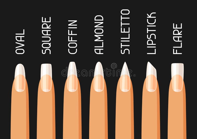 Acrylic nail shapes set. stock vector. Illustration of lipstick - 123067795