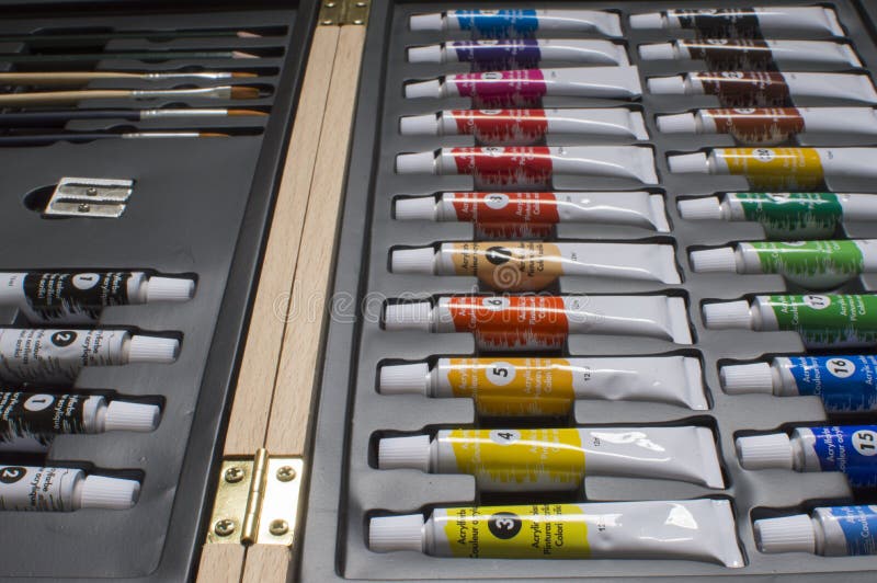 Acrylic Paint Tubes stock photo. Image of education, dark 25343476