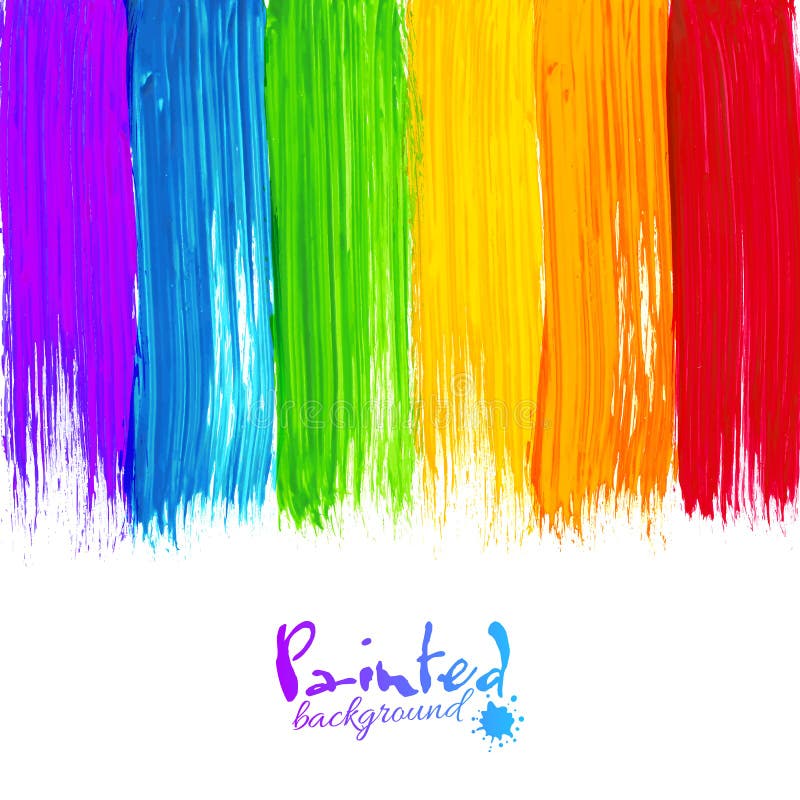 Acrylic rainbow colors painted stripes, vector background. Acrylic vectors