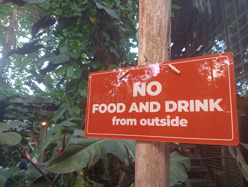 Acrylic Prohibits Bringing Food from Outside the Restaurant Stock Image
