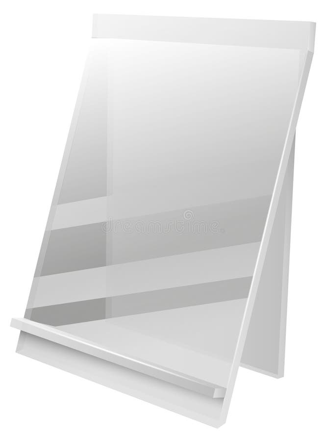 Acrylic table holder realistic transparent empty mockup isolated on white background. Acrylic vectors